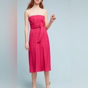 Maeve 2 Hot Pink Brin Strapless Cropped Wide Leg Jumpsuit Anthropologie
